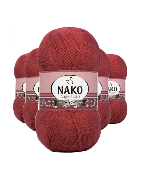 5 Adet Angora Lüks El Örgü İpi Bordo 6679