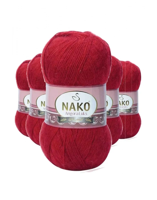 5 Adet Angora Lüks El Örgü İpi Koyu Kırmızı 1175
