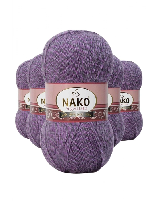 5 Adet Angora Lüks El Örgü İpi Lila Muline 21360