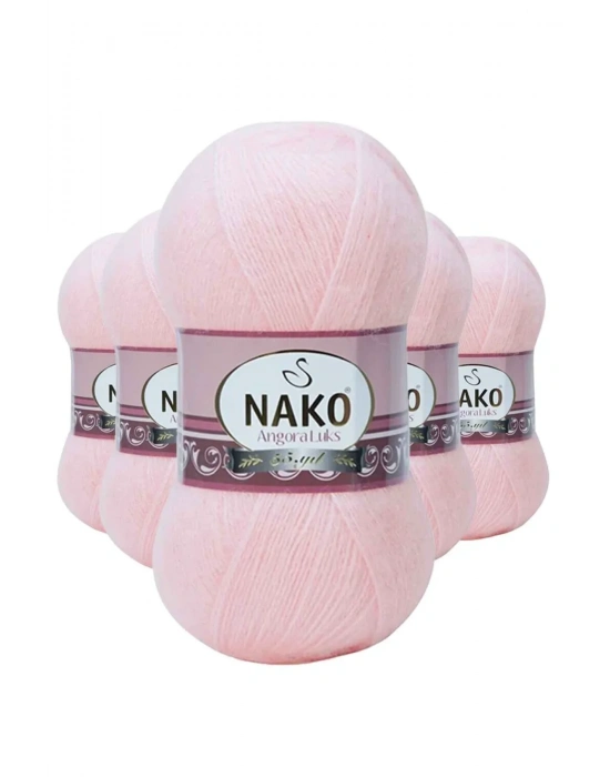 5 Adet Angora Lüks El Örgü İpi Pembe 11502