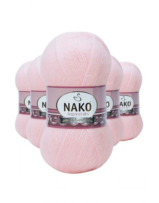 5 Adet Angora Lüks El Örgü İpi Pembe 11502