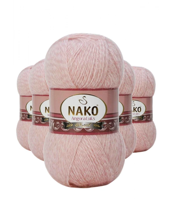 5 Adet Angora Lüks El Örgü İpi Powder 21356