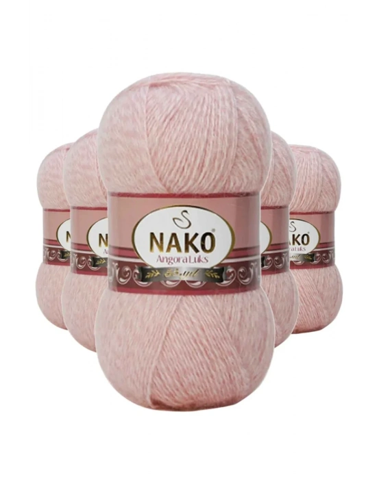 5 Adet Angora Lüks El Örgü İpi Powder 21356