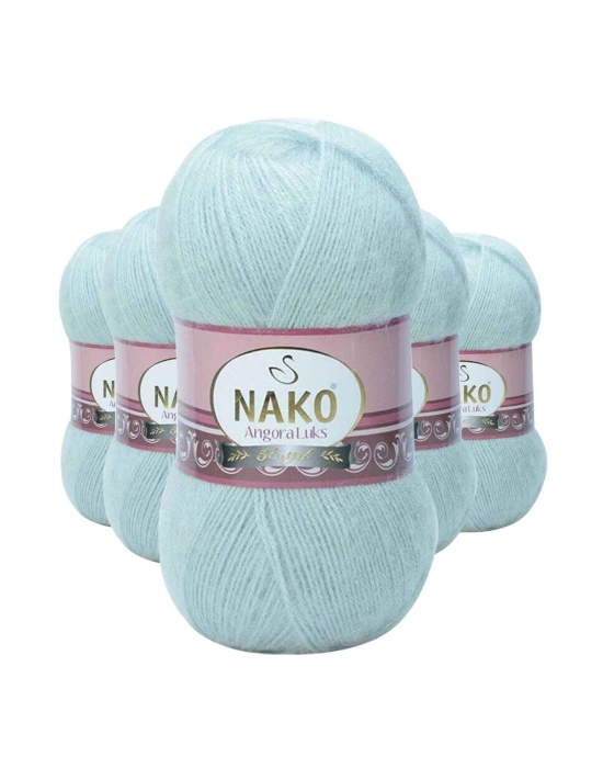 5 Adet Angora Lüks El Örgü İpi Saraylı Mint 10471