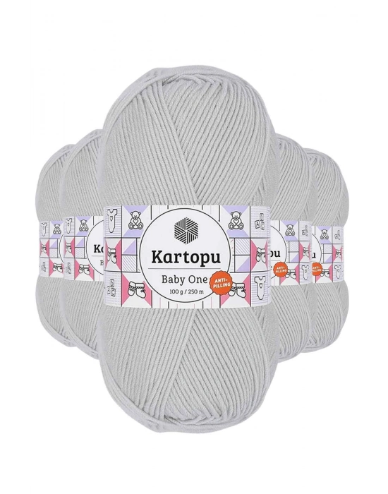 5 Adet Baby One Tüylenmeyen El Örgü İpi Yünü Alaska Gri K992