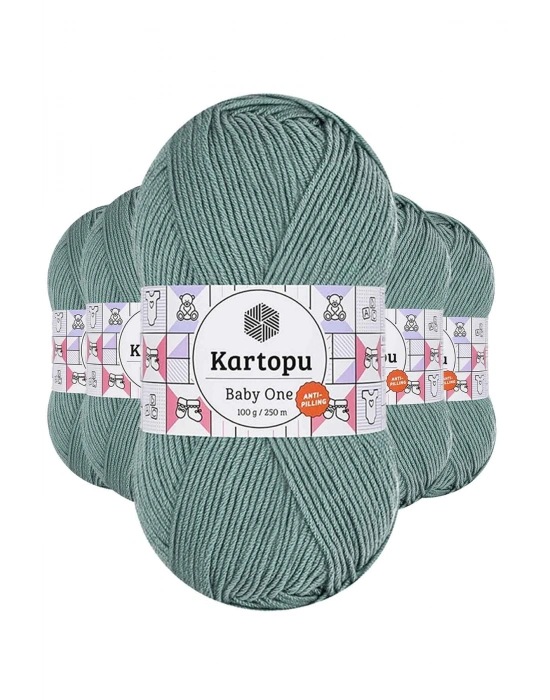 5 Adet Baby One Tüylenmeyen El Örgü İpi Yünü Azur K493