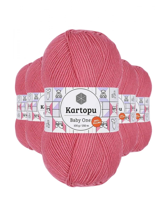 5 Adet Baby One Tüylenmeyen El Örgü İpi Yünü Şeker Pembe K244