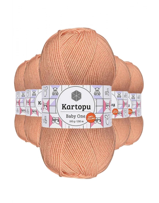 5 Adet Baby One Tüylenmeyen El Örgü İpi Yünü Yavruağzı K253