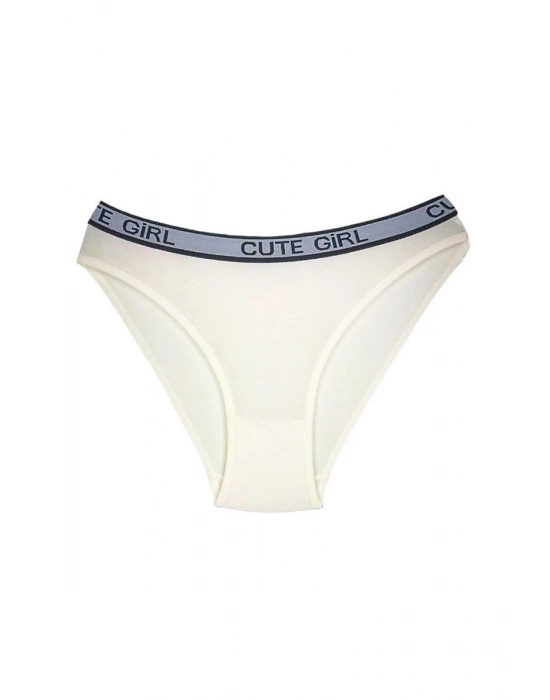 5 Adet Beli Yazılı Pamuklu Kalın Lastik Kadın Slip Külot