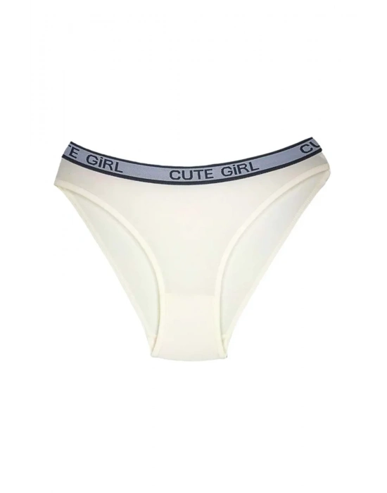 5 Adet Beli Yazılı Pamuklu Kalın Lastik Kadın Slip Külot