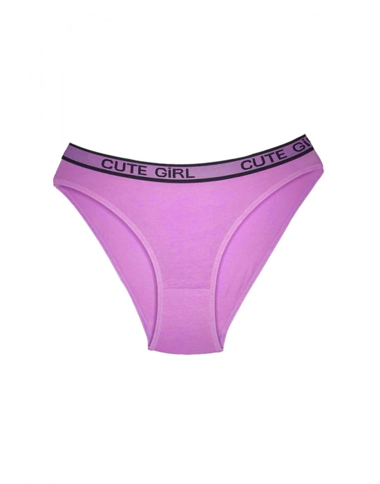 5 Adet Beli Yazılı Pamuklu Kalın Lastik Kadın Slip Külot