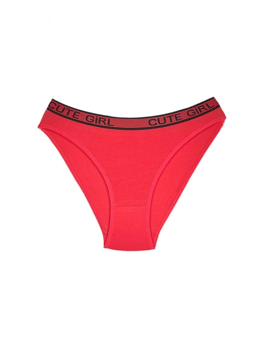 5 Adet Beli Yazılı Pamuklu Kalın Lastik Kadın Slip Külot