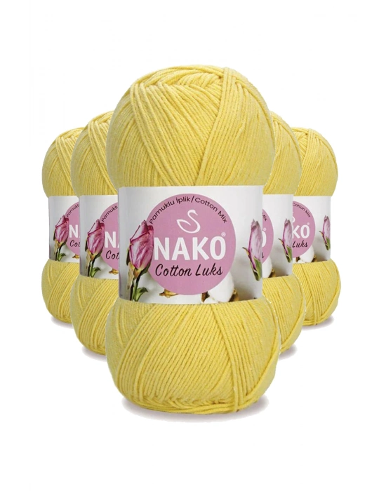 5 Adet Cotton Lüks Yelek Tunik Kazak Bluz Hırka İpi Yünü Açık Sarı 97554