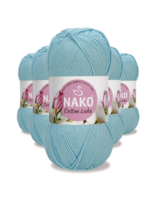 5 Adet Cotton Lüks Yelek Tunik Kazak Bluz Hırka İpi Yünü Buz Mavi 97564