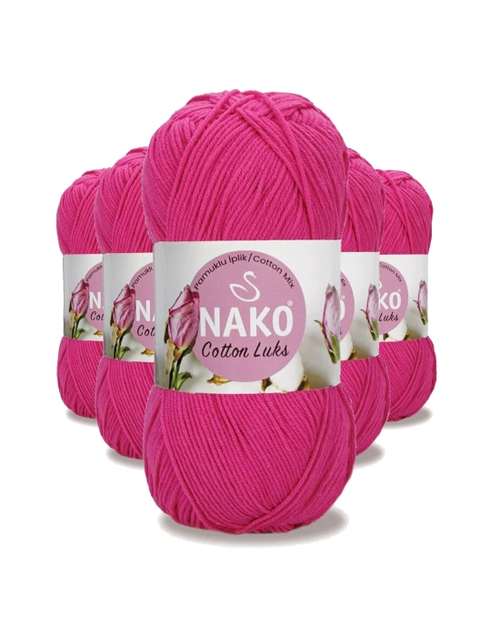 5 Adet Cotton Lüks Yelek Tunik Kazak Bluz Hırka İpi Yünü Fuşya 97572