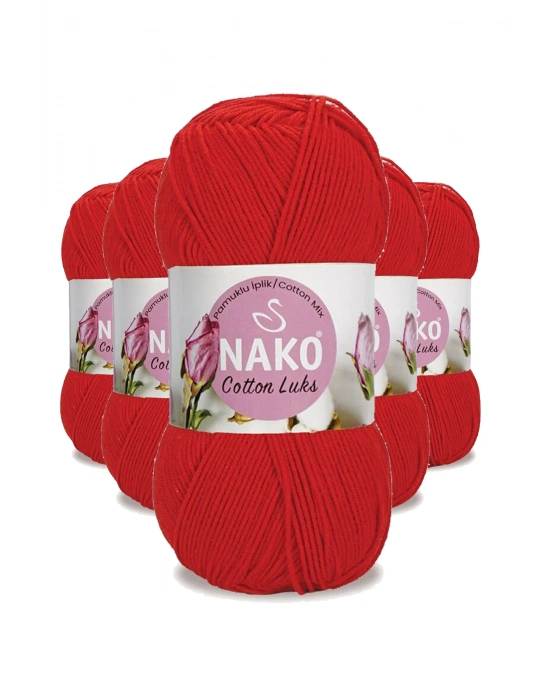 5 Adet Cotton Lüks Yelek Tunik Kazak Bluz Hırka İpi Yünü Kırmızı 97573