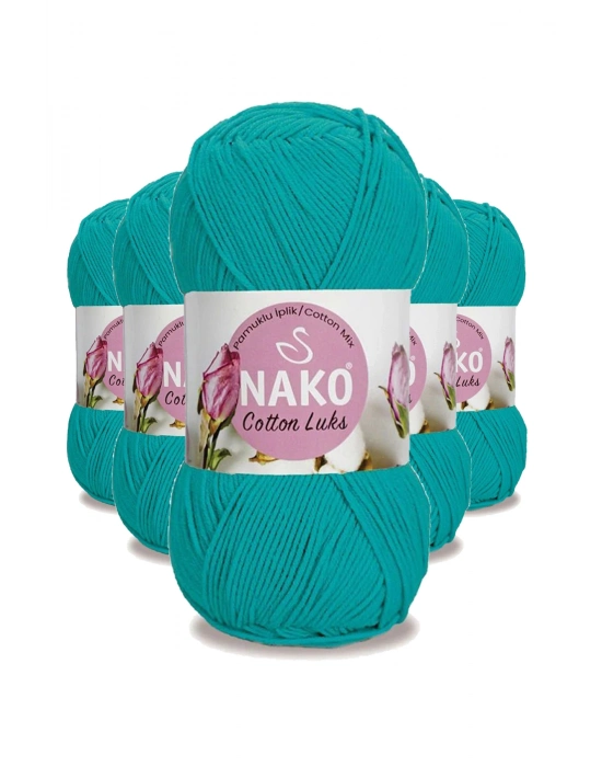 5 Adet Cotton Lüks Yelek Tunik Kazak Bluz Hırka İpi Yünü Koyu Turkuaz 97581