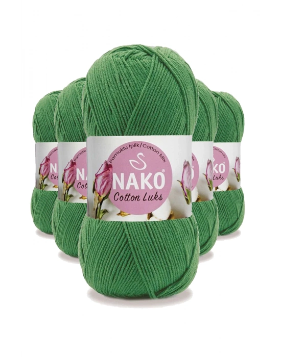 5 Adet Cotton Lüks Yelek Tunik Kazak Bluz Hırka İpi Yünü Yeşil 97576