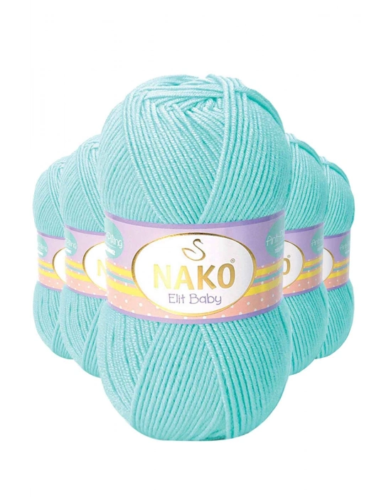 5 Adet Elite Baby El Örgü İpi Tüylenmeyen Bebek Yünü Açık Turkuaz 10535