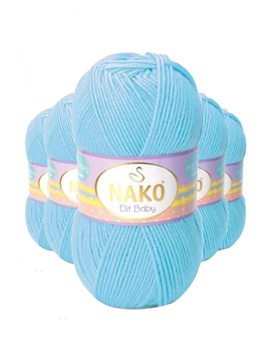 5 Adet Elite Baby El Örgü İpi Tüylenmeyen Bebek Yünü Gök Mavisi 6723