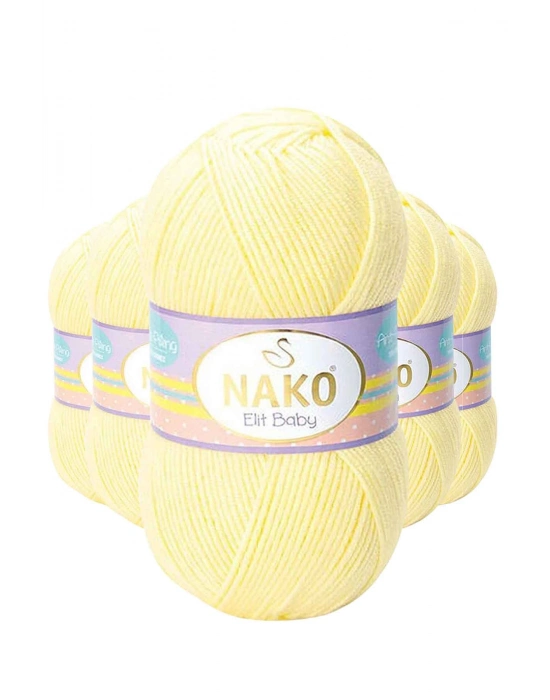 5 Adet Elite Baby El Örgü İpi Tüylenmeyen Bebek Yünü Limonata 3664