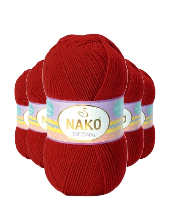 5 Adet Elite Baby El Örgü İpi Tüylenmeyen Bebek Yünü Pul Biber 298