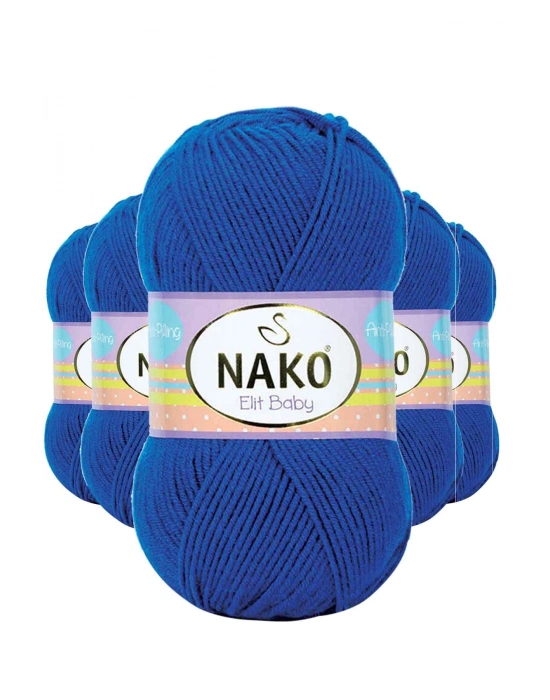5 Adet Elite Baby El Örgü İpi Tüylenmeyen Bebek Yünü Saks Mavi 10346
