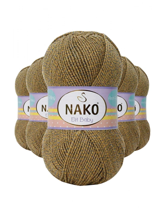 5 Adet Elite Baby El Örgü İpi Tüylenmeyen Bebek Yünü Sarı Gri 21354