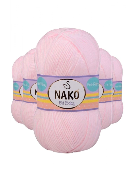5 Adet Elite Baby El Örgü İpi Tüylenmeyen Bebek Yünü Soft Pembe 2892