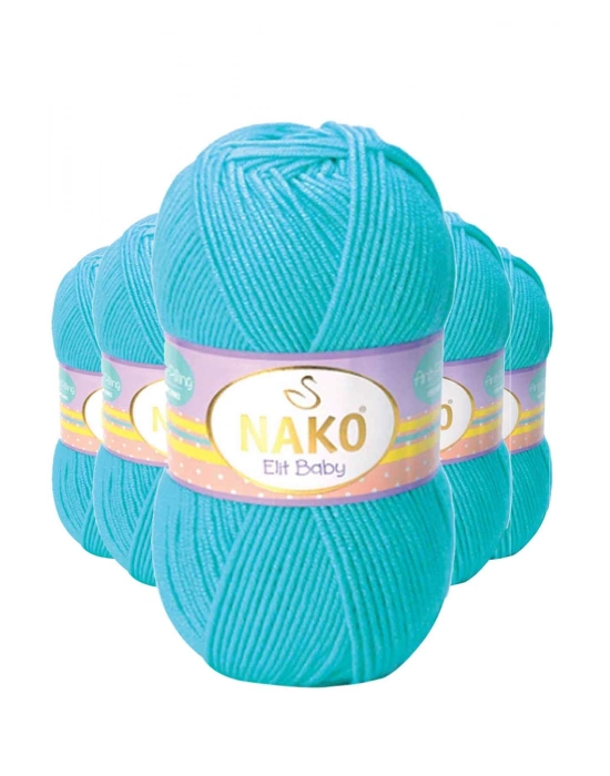 5 Adet Elite Baby El Örgü İpi Tüylenmeyen Bebek Yünü Turkuaz 3323