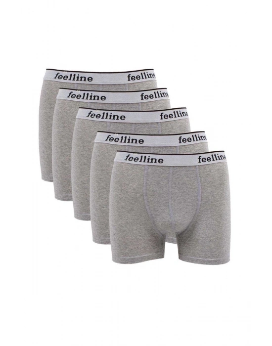 5 adet Feelline Gri Pamuklu Doğal Likralı Erkek Boxer