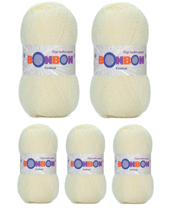 5 Adet Festival Simli Örgü İpi Yünü Renk No:223
