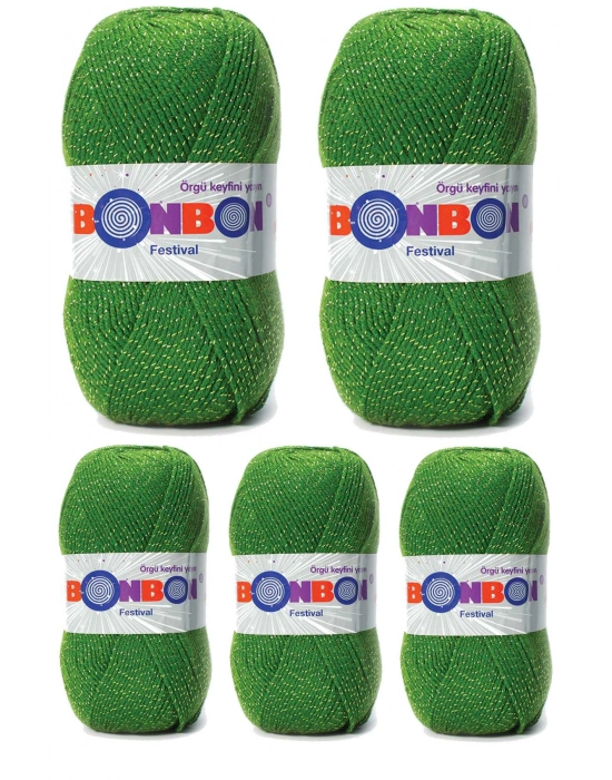 5 Adet Festival Simli Örgü İpi Yünü Renk No:235