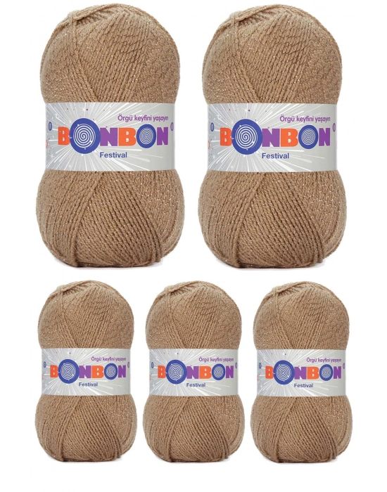 5 Adet Festival Simli Örgü İpi Yünü Renk No:672