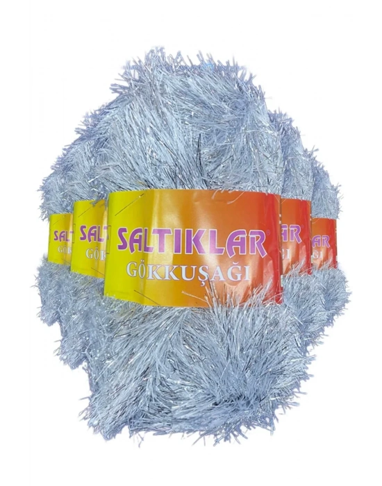 5 Adet Gökkuşağı El Örgü İpi Yünü GÜMÜŞ