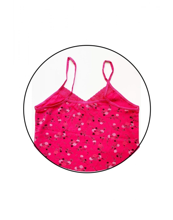 5 Adet Kadın Askılı Desenli Atlet Dantelli Empirme Pamuklu Penye D1-5