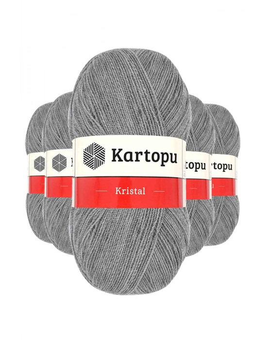 5 Adet Kristal Çift Katlı El Örgü Lif İpi Açık Gri K1001