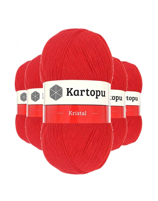 5 Adet Kristal Çift Katlı El Örgü Lif İpi Açık Kırmızı K160