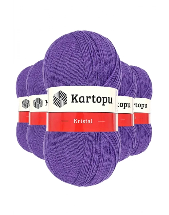 5 Adet Kristal Çift Katlı El Örgü Lif İpi Açık Mor K703