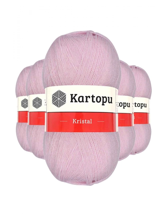 5 Adet Kristal Çift Katlı El Örgü Lif İpi Açık Pembe K699