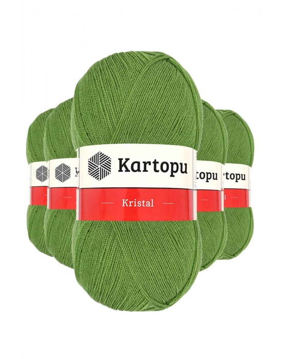 5 Adet Kristal Çift Katlı El Örgü Lif İpi Açık Yeşil K442