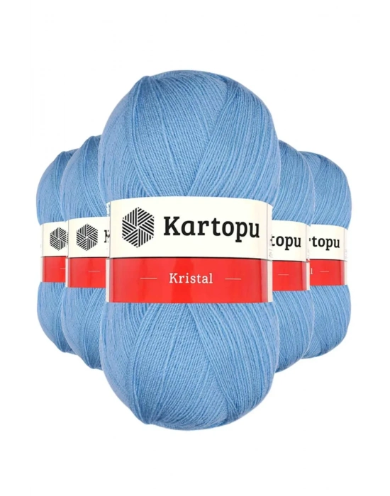 5 Adet Kristal Çift Katlı El Örgü Lif İpi Bebe Mavi K540