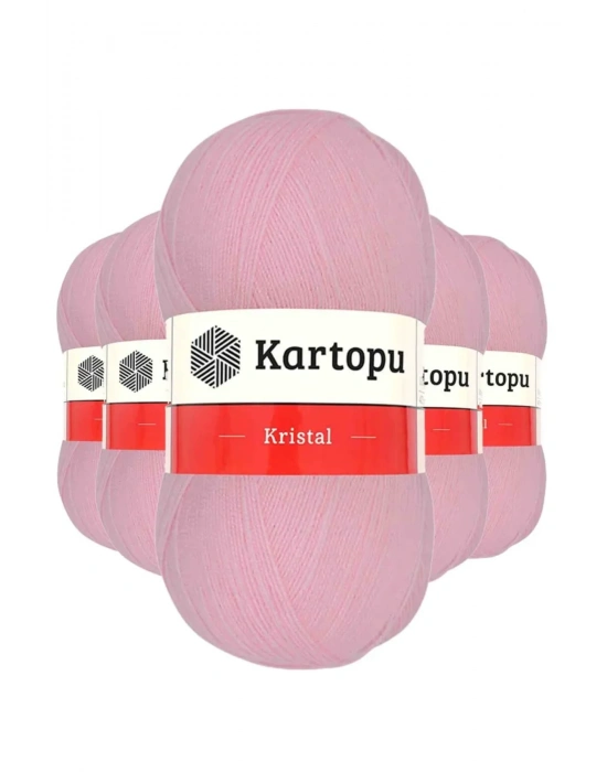 5 Adet Kristal Çift Katlı El Örgü Lif İpi Bebe Pembe K788