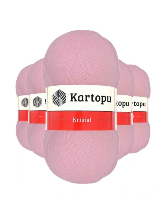 5 Adet Kristal Çift Katlı El Örgü Lif İpi Bebe Pembe K788 - kartopu mudanis