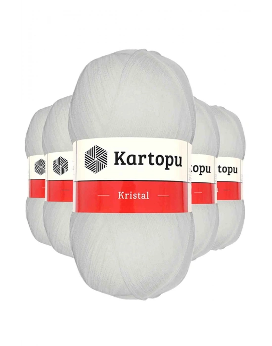 5 Adet Kristal Çift Katlı El Örgü Lif İpi Beyaz K010