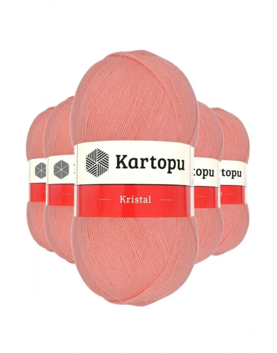 5 Adet Kristal Çift Katlı El Örgü Lif İpi Koyu Somon K1217 - kartopu mudanis