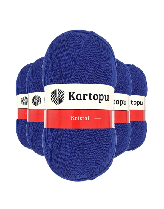 5 Adet Kristal Çift Katlı El Örgü Lif İpi Lacivert K627