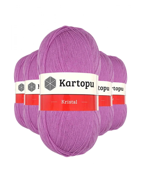 5 Adet Kristal Çift Katlı El Örgü Lif İpi Leylak K805