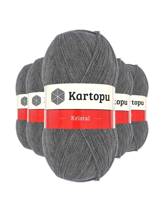 5 Adet Kristal Çift Katlı El Örgü Lif İpi Orta Gri K1002