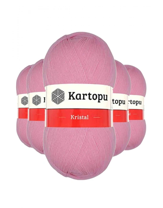 5 Adet Kristal Çift Katlı El Örgü Lif İpi Pembe K774